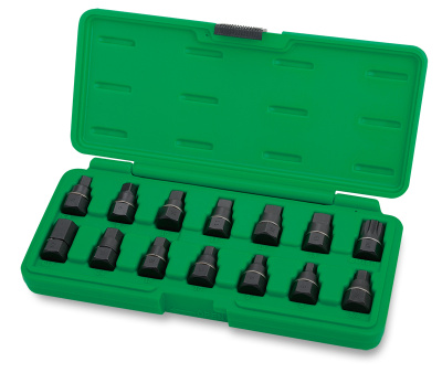 Набор головок усиленных для отворачивания масляных пробок, 14 предметов TOPTUL Набор головок усиленных для отворачивания масляных пробок, 14 предметов TOPTUL