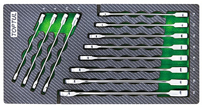 Набор комбинированных трещоточных ключей 8-19 мм, 12 пр. в мягком ложементе (А) TOPTUL